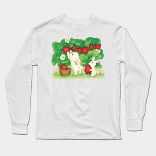 Cute Rabbits Strawberry Picking Long Sleeve T-Shirt